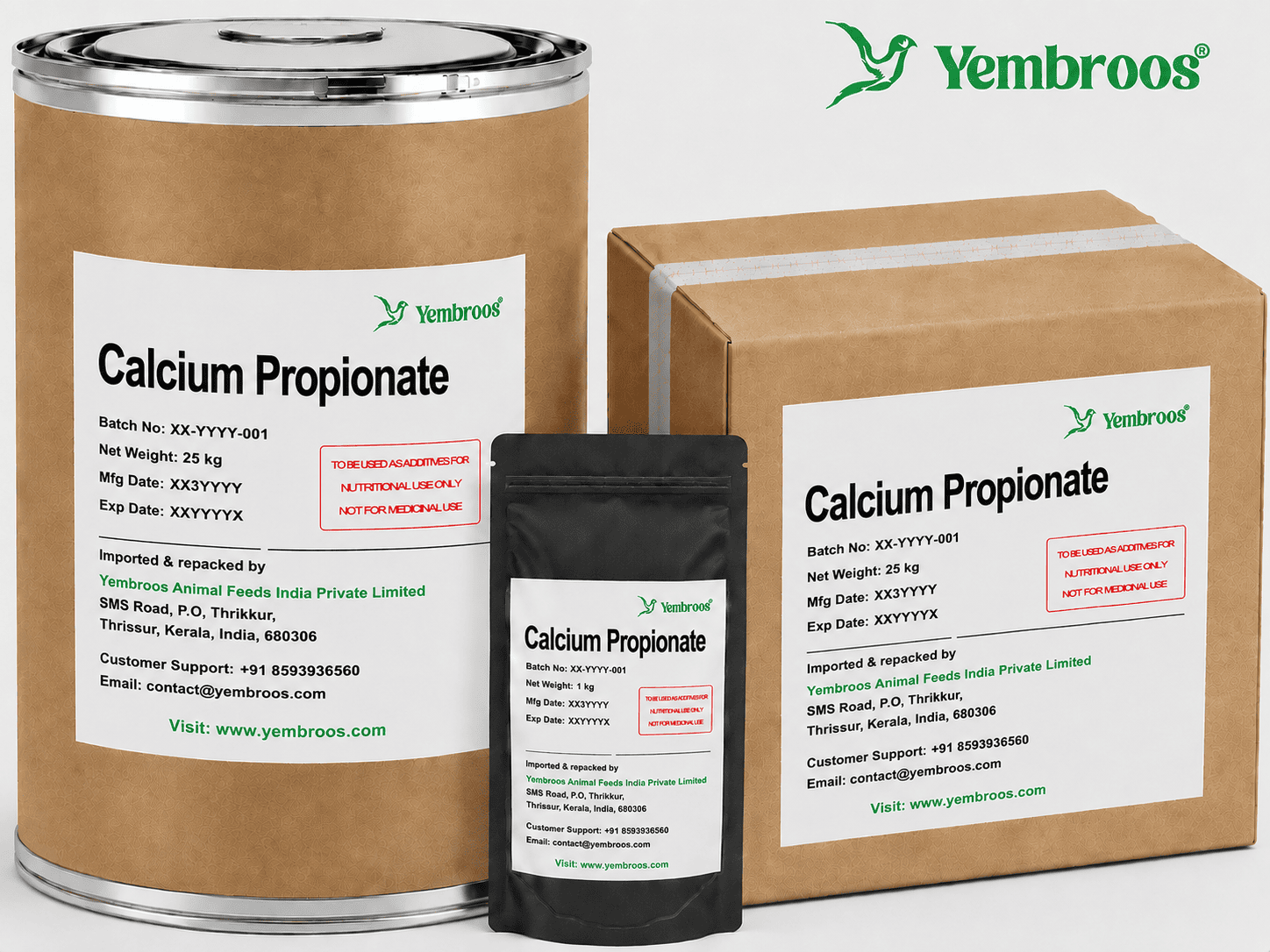 Calcium Propionate Manufacturer Supplier Exporter and Importer in India | Yembroos Animal Feeds India Pvt Ltd