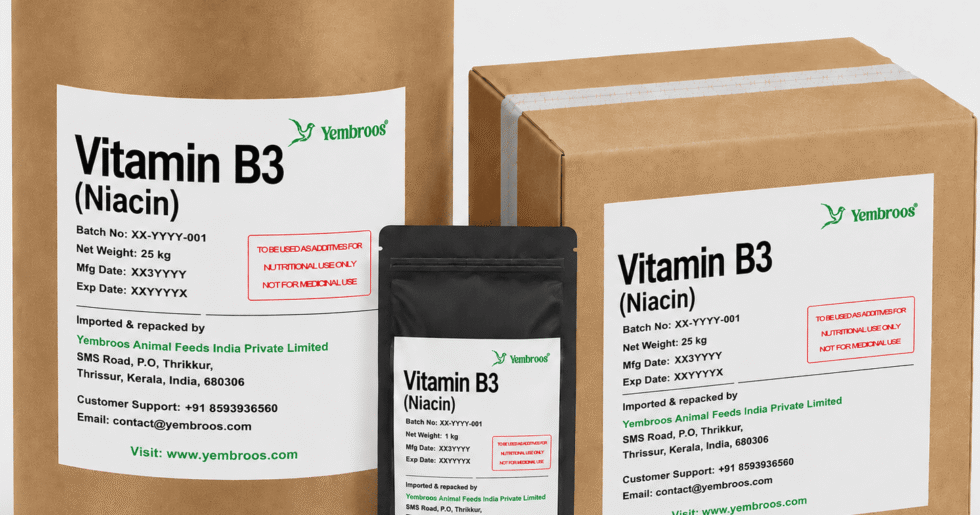 Vitamin B3 Niacin Manufacturer Supplier Exporter and Importer in India | Yembroos Animal Feeds India Pvt Ltd