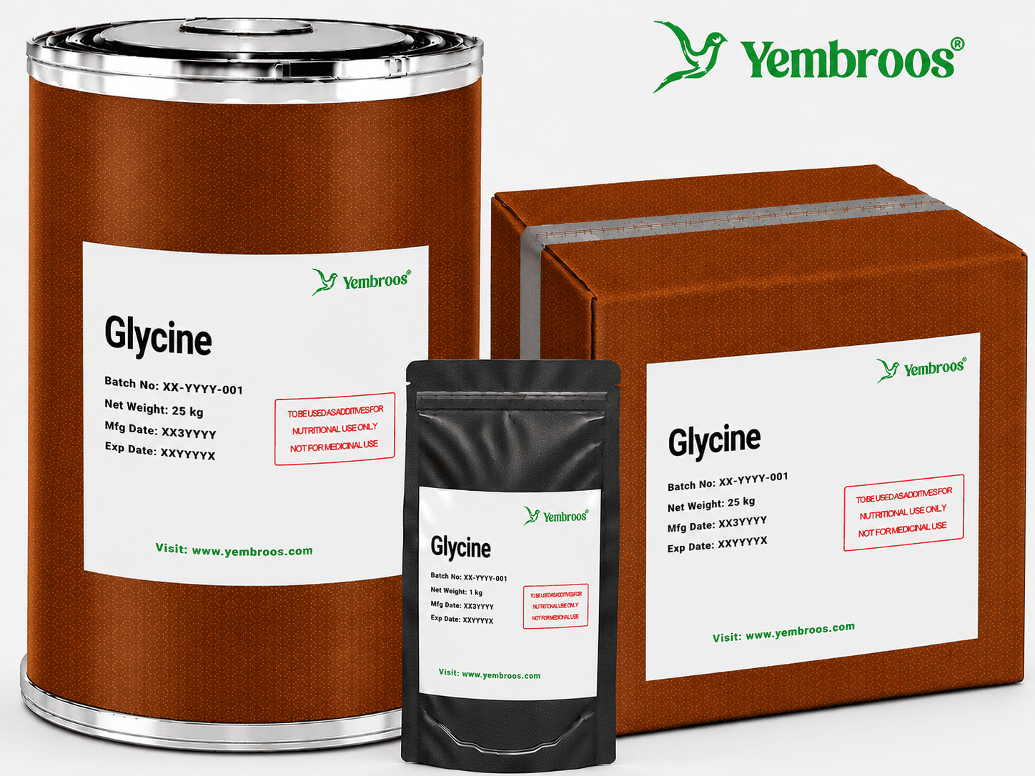 Glycine Powder Manufacturer Supplier Exporter and Importer in India | Yembroos Animal Feeds India Pvt Ltd