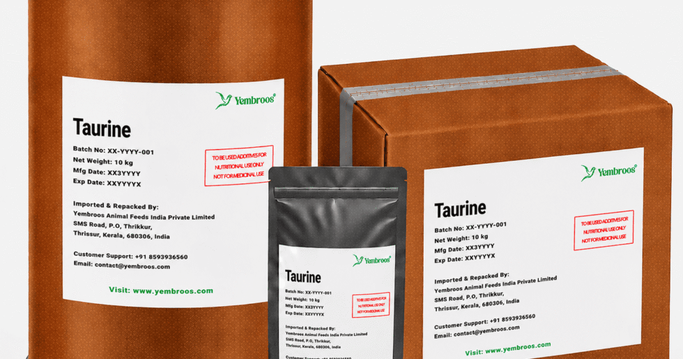 Taurine Powder Manufacturer Supplier Exporter and Importer in India | Yembroos Animal Feeds India Pvt Ltd