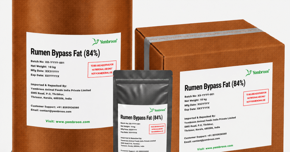 Yembroos® Rumen Bypass Fat 85 percent calcium salt based rumen protected fat for dairy cows and buffaloes to improve milk production and energy balance