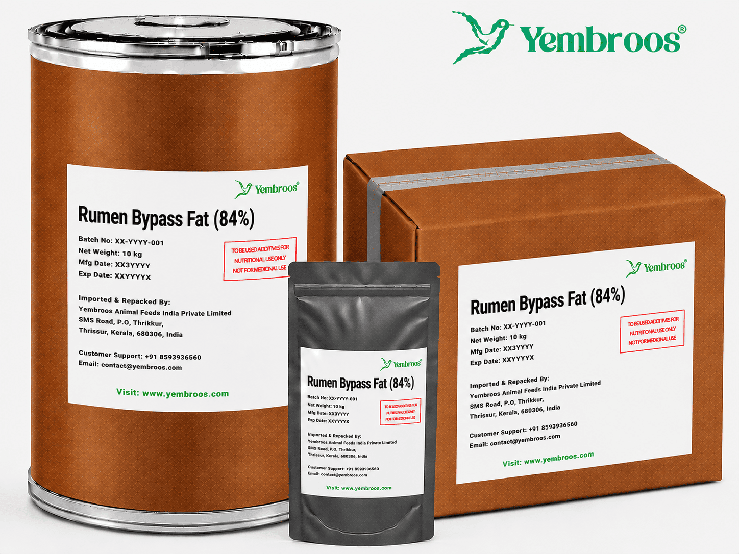 Yembroos® Rumen Bypass Fat 85 percent calcium salt based rumen protected fat for dairy cows and buffaloes to improve milk production and energy balance